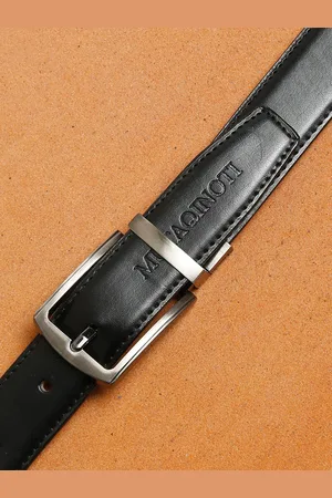 MUTAQINOTI Men Black Vegan Leather Reversible Belts