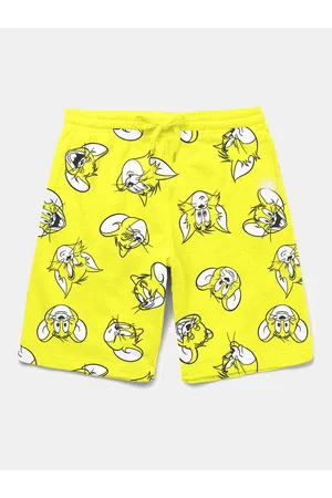 BONKIDS Boys Yellow Printed Tom & Jerry Shorts