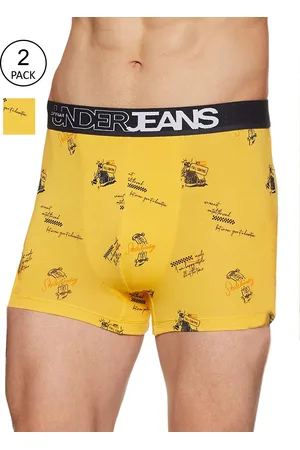 Men Premium Yellow Cotton Blend Brief- UnderJeans by Spykar