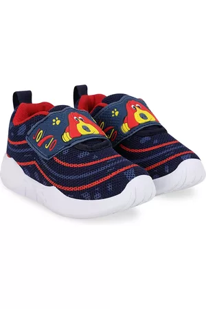 NEOBABY Unisex Kids Navy Blue Woven Design Sneakers