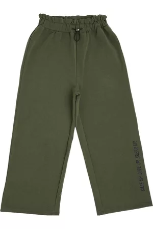 Pepe Jeans Girls Green Cotton Solid Relaxed-Fit Track Pants