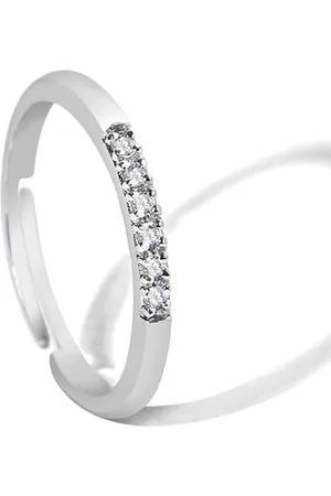 FableStreet Rhodium-Plated 925 Sterling Silver Delicate CZ Studded Ring