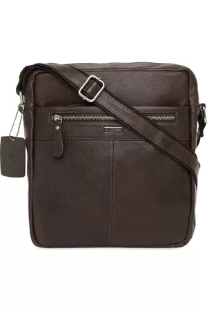 WildHorn Men Brown Leather Structured Sling Bag