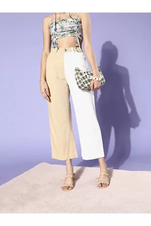 KASSUALLY Women Classy Beige High-Rise Wide Leg Jeans