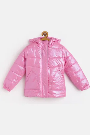 Goji Girls Pink Water Resistant Sheen Hooded Puffer Jacket