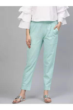 Jaipur Women Blue Solid Trousers