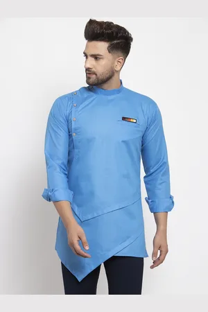 Kaifoo Men Blue Asymmetric Kurta