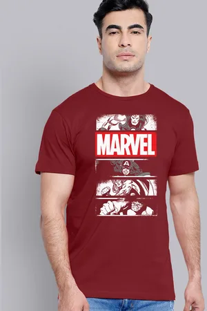 Free Authority Men Red Marvel Printed Pure Cotton T-shirt