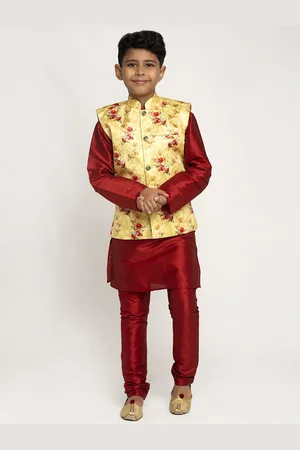 Kraft Boys Maroon Dupion Silk Kurta with Churidar