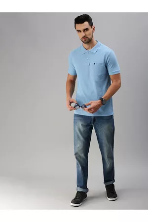 ONN Men Blue Polo Collar T-shirt
