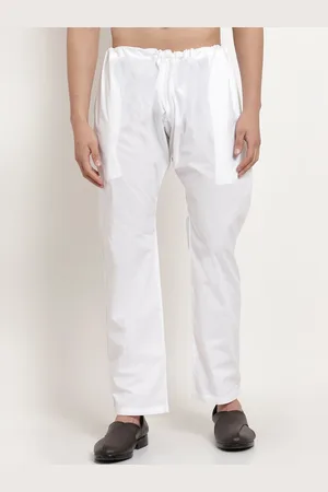 KLOTTHE Men White Solid Cotton Pyjamas