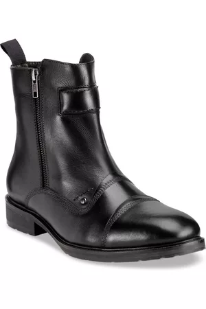 Teakwood Leathers Men Black Leather High Top Flat Boots