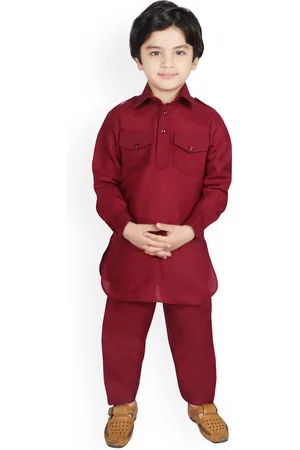 SG Boys Maroon Solid Kurta with Pyjamas