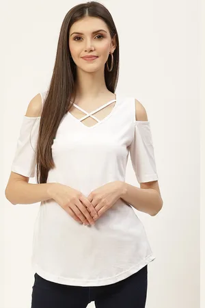 BRINN White Solid Cotton Top