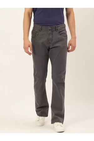 IVOC Men Charcoal Grey Bootcut Fit Light Fade Stretchable Jeans