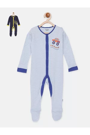 mackly Infant Boys Pack Of 2 100% Cotton Sleepsuits