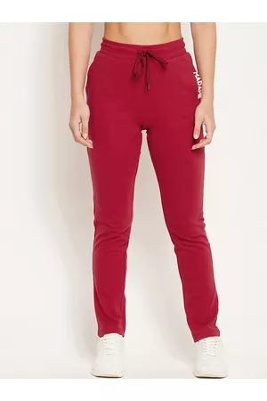 MADAME Women Maroon Solid Track Pants