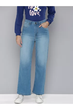 Flying Machine Women Blue Straight Fit High-Rise Light Fade Stretchable Jeans