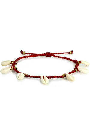 EL REGALO Women Red & Gold-Toned Beaded Tribal Anklet