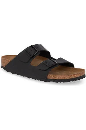 Birkenstock Arizona Black Narrow Width Birko-Flor Two-Strap Sandals