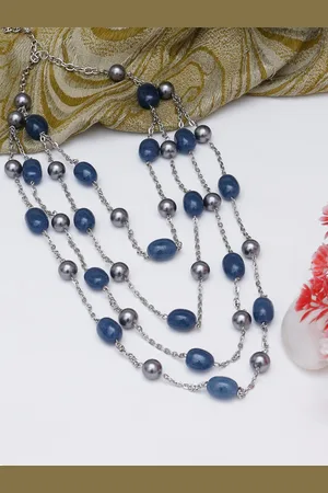 karatcart Blue & Silver-Toned Layered Necklace
