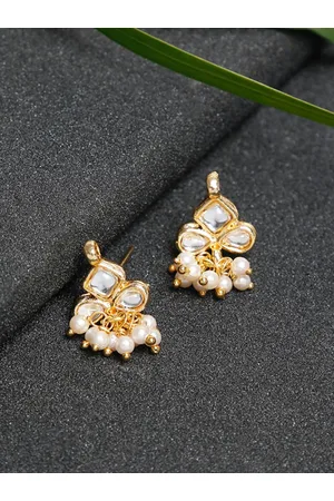 Ruby Raang Women Gold-Toned & Kundan Studded Classic Studs Earrings