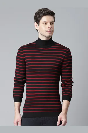 Matinique Men Black & Red Striped Pullover