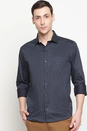 Copperline Men Blue Comfort Slim Fit Printed Formal Shirt