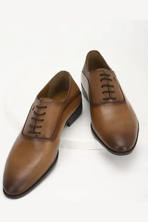 Louis Philippe Men Brown Textured Leather Formal Oxford Shoes