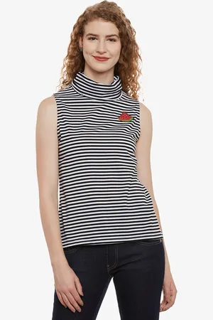 Miss Chase Women Black Striped Top