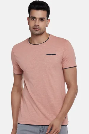 PEOPLE Men Pink Pure Cotton T-shirt