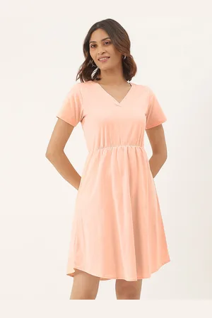 BRINN Peach-Coloured A-Line Dress
