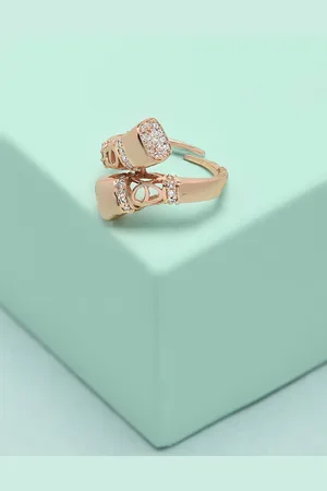 Ami Rose-Gold Plated & White CZ Studded Finger Ring
