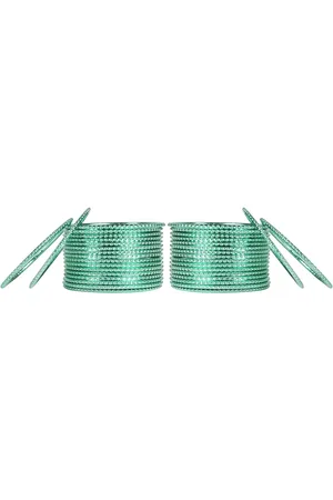 Arendelle Set Of 36 Sea Green Shinning Metal Bangles