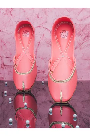 Nidhi Rathi Women Peach-Coloured Mojaris Flats
