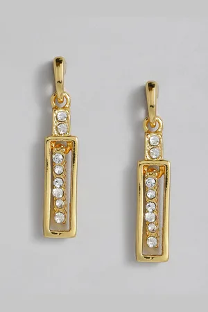 ESTELE Women Gold-Toned & White Contemporary Drop Earrings