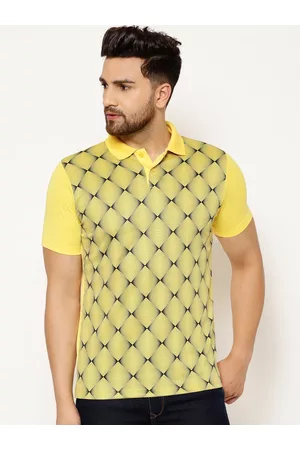 EPPE Men Yellow Printed Polo Collar T-shirt