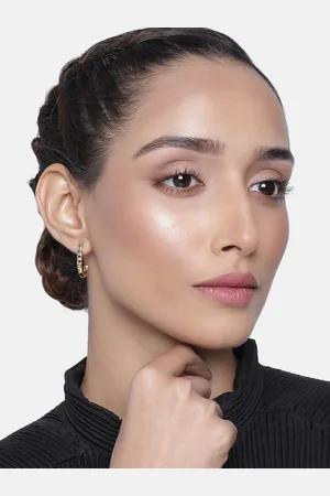 ESTELE Women Gold Plated Contemporary Half Hoop Earrings