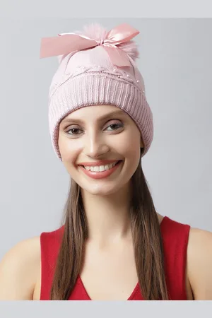 Loom Legacy Women Mauve Embellished Acrylic Beanie
