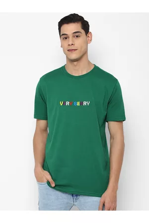 Forever 21 Men Green T-shirt