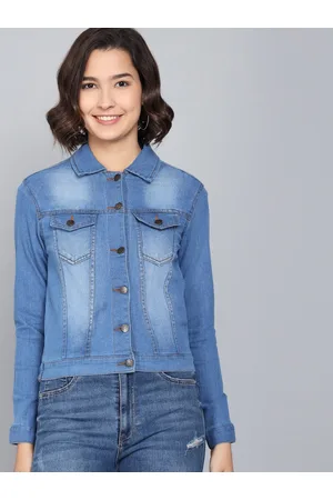 KOTTY Women Blue Washed Denim Jacket