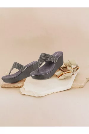 All Things Mochi Women Grey Embellished Sandals