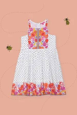 Biba White & Pink Floral Printed Dress