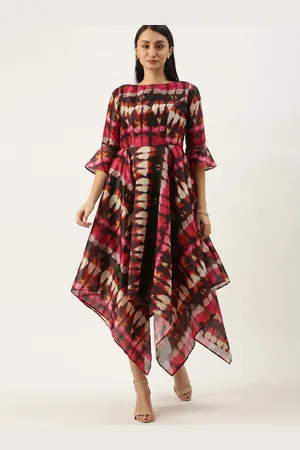 Ethnovog Women Multicoloured A-Line Made to Measure Midi Dress