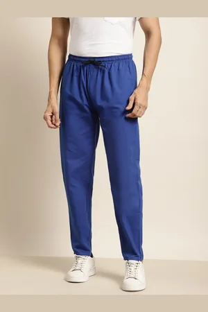 SOJANYA Men Royal Blue Cotton Solid Track Pants