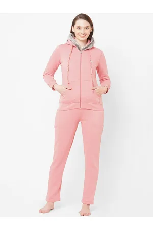 Sweet Dreams Women Pink Solid Fleece Tracksuit