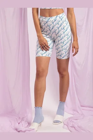 KENDALL + KYLIE Women Blue & White Printed Biker Leggings