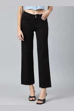 Xpose Women Black Comfort Wide Leg High-Rise Stretchable Jeans