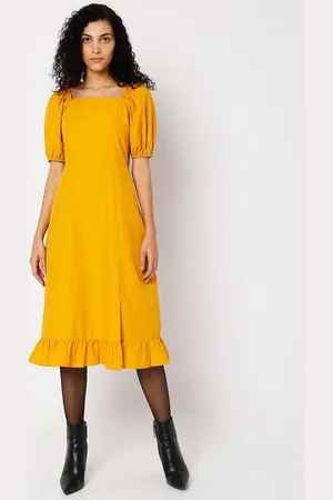 VERO MODA Yellow Midi Dress
