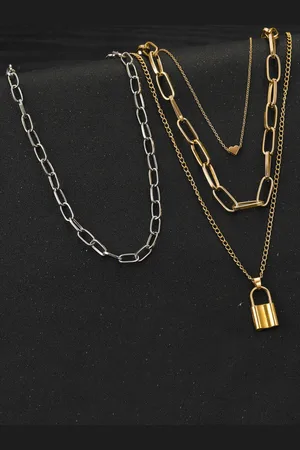 Jewels Galaxy Set Of 2 Gold-Plated & Silver-Plated Necklace
